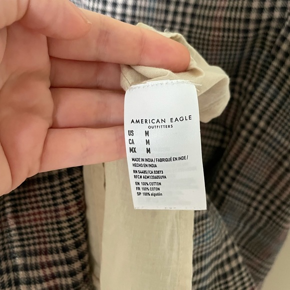 American Eagle Cotton Plaid Mini Dress - M - Picture 6 of 7